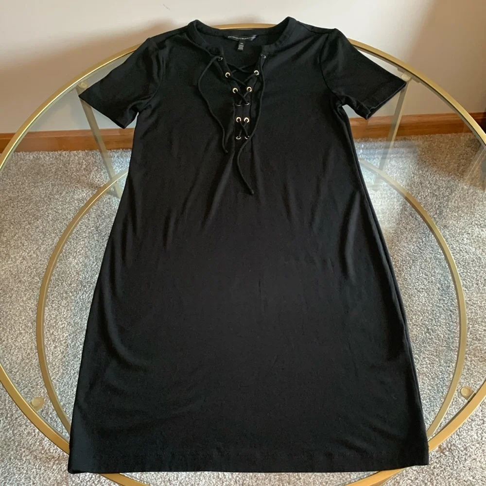 White House Black Market Black Dress With Tie Front Size XS - Picture 13 of 16